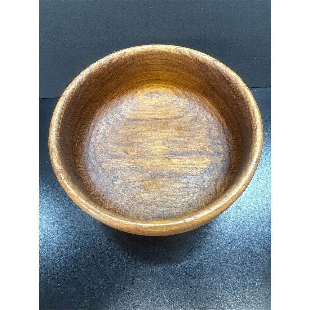 Vintage Teak Wood Round Salad/Fruit Bowl